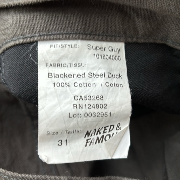 Naked & Famous Super Guy Blackened Steel Duck Canvas Selvedge - Picture 4 of 4